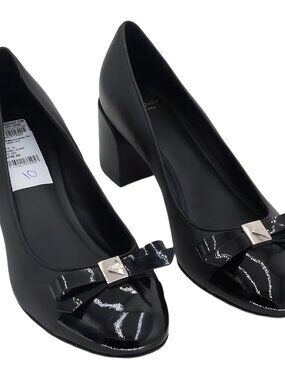 Kate Spade New York Deco Bow Block Heel Pumps Black 10M